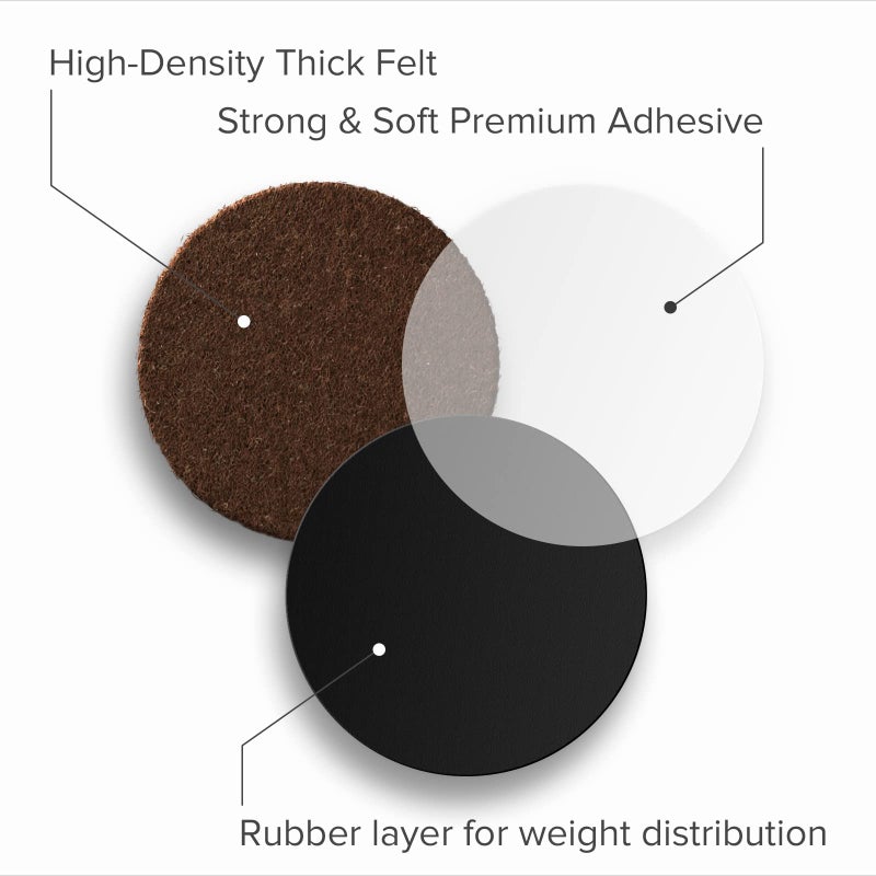 X-Protector 16 Heavy-Duty Felt Furniture Pads 2â€ 1/4â€ Thick X-Protector! Round Felt Pads for Furniture Feet - The Best Felt Floor Protectors for Furniture to Prevent Scratches. Protect Your Hard Floor! (Brown) - Image 4